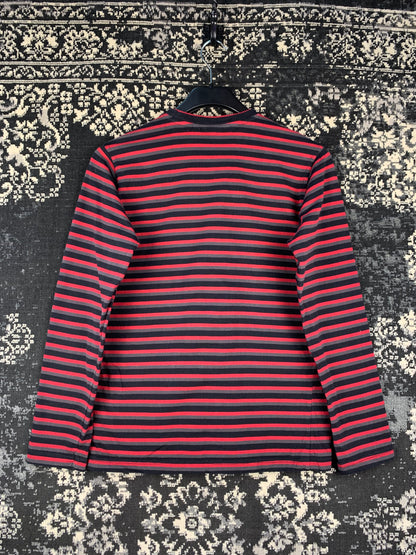 Mens Y2K SUB Subscribe Striped Long Sleeve