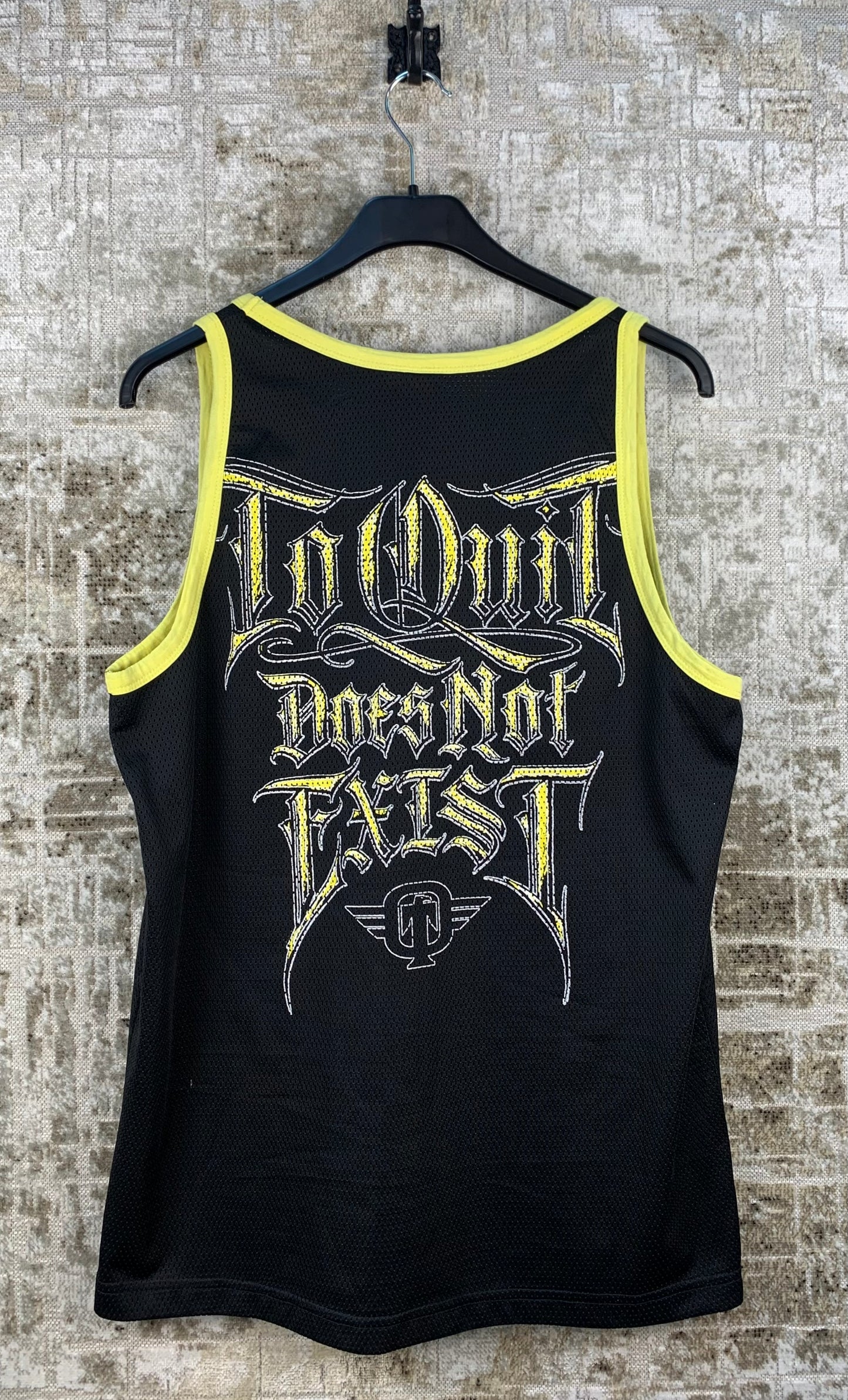 Mens Vintage Black and Yellow Graphic Tapout Tank