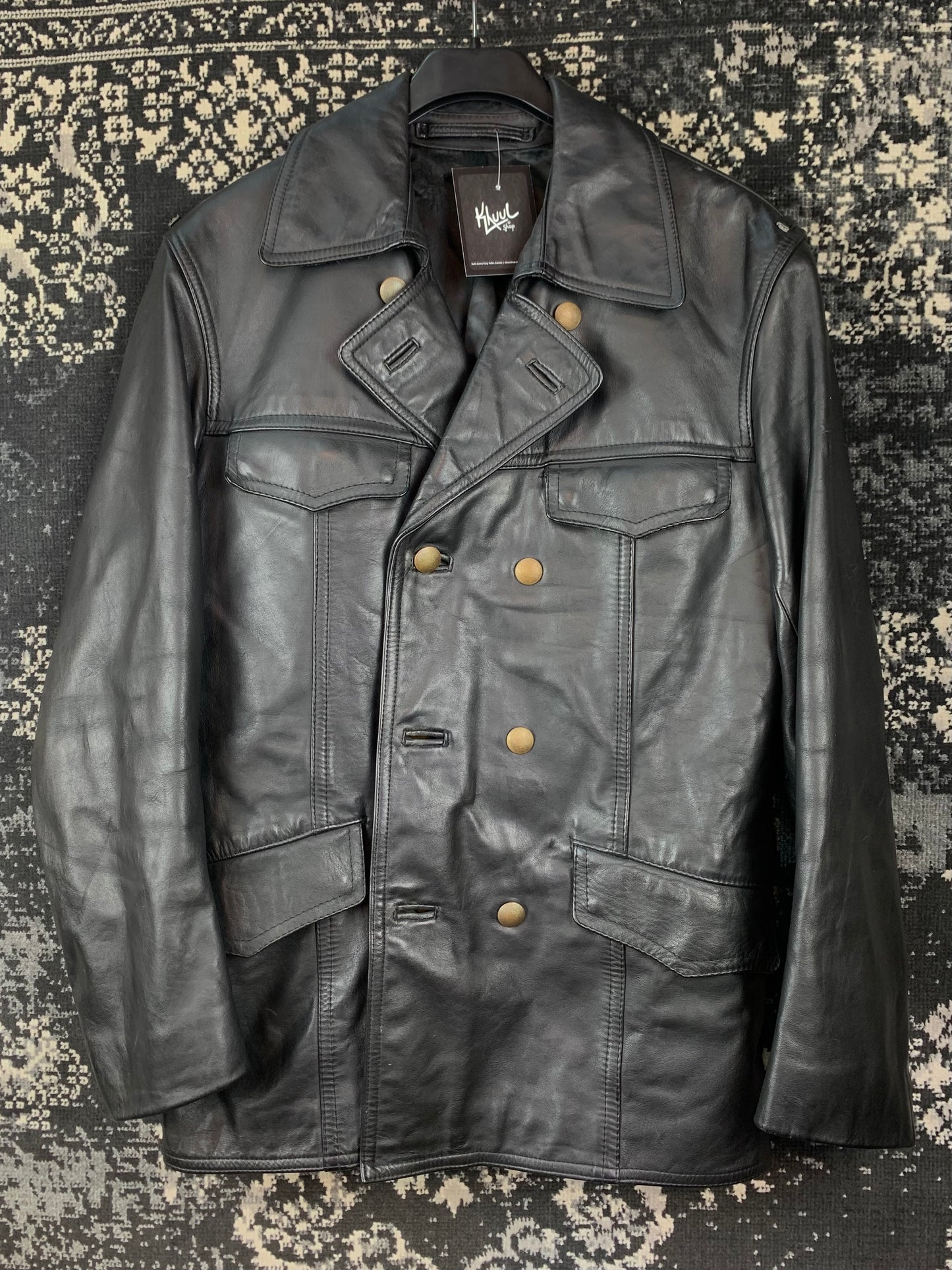 Mens Vintage Black Leather Coat