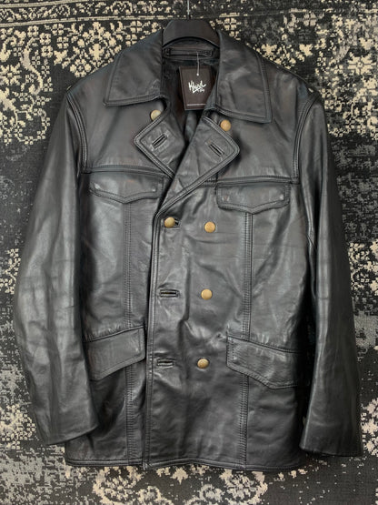 Mens Vintage Black Leather Coat