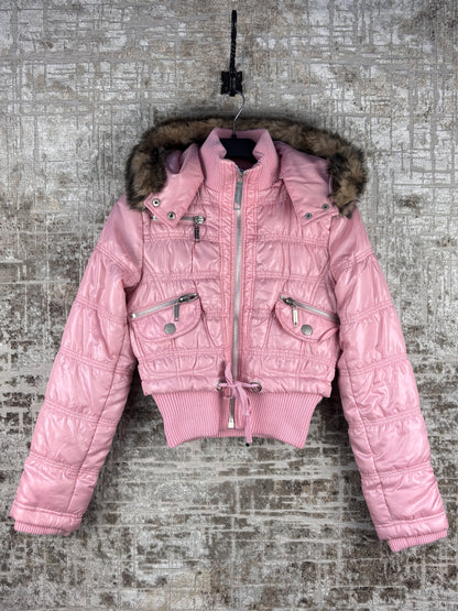 Womens Y2K Pink Puffer Jacket