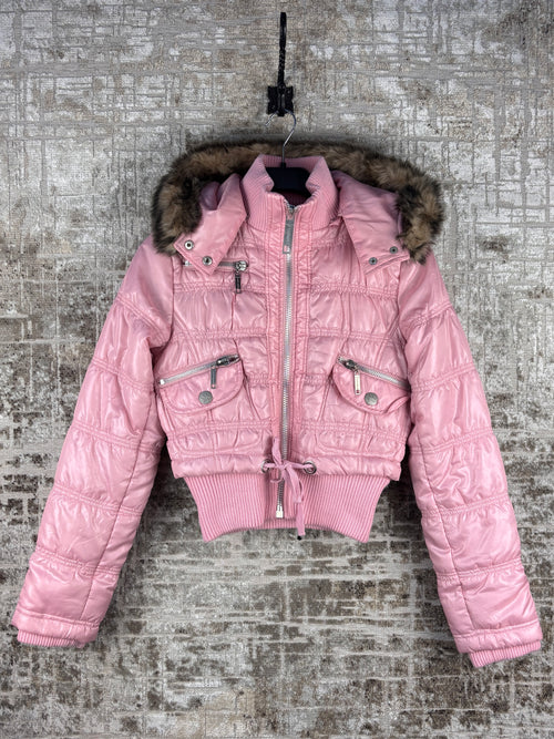 Womens Y2K Pink Puffer Jacket
