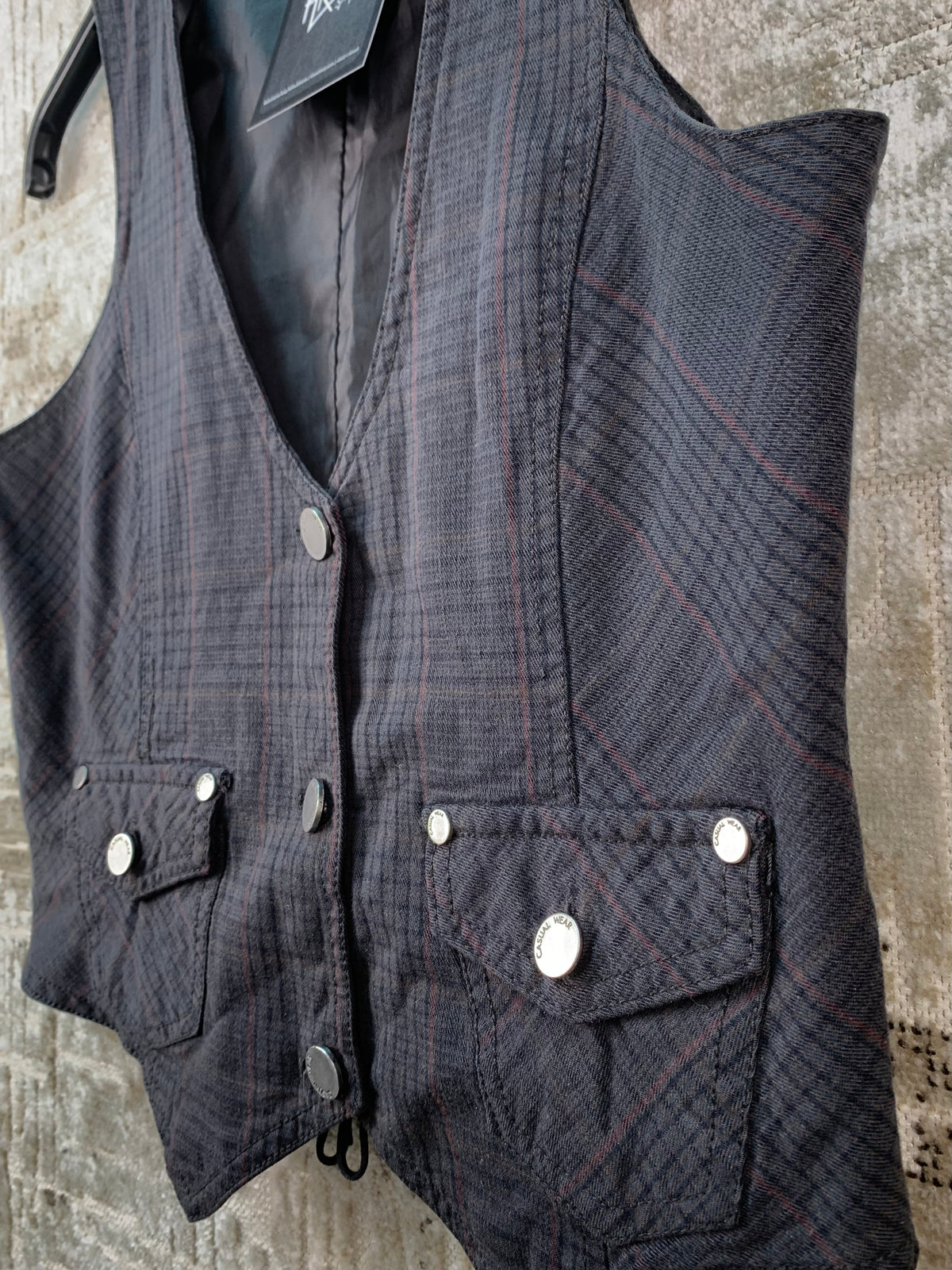 Womens Y2K KappAhl Black Checkered Vest