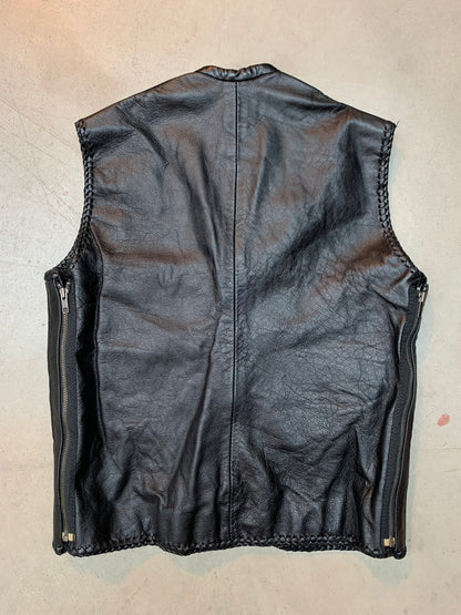 Mens Vintage Black Leather Vest