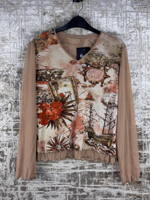 Womens Y2K Mesh Long Sleeve Top