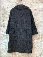 Vintage Black Persian Lamb Fur Longline Coat