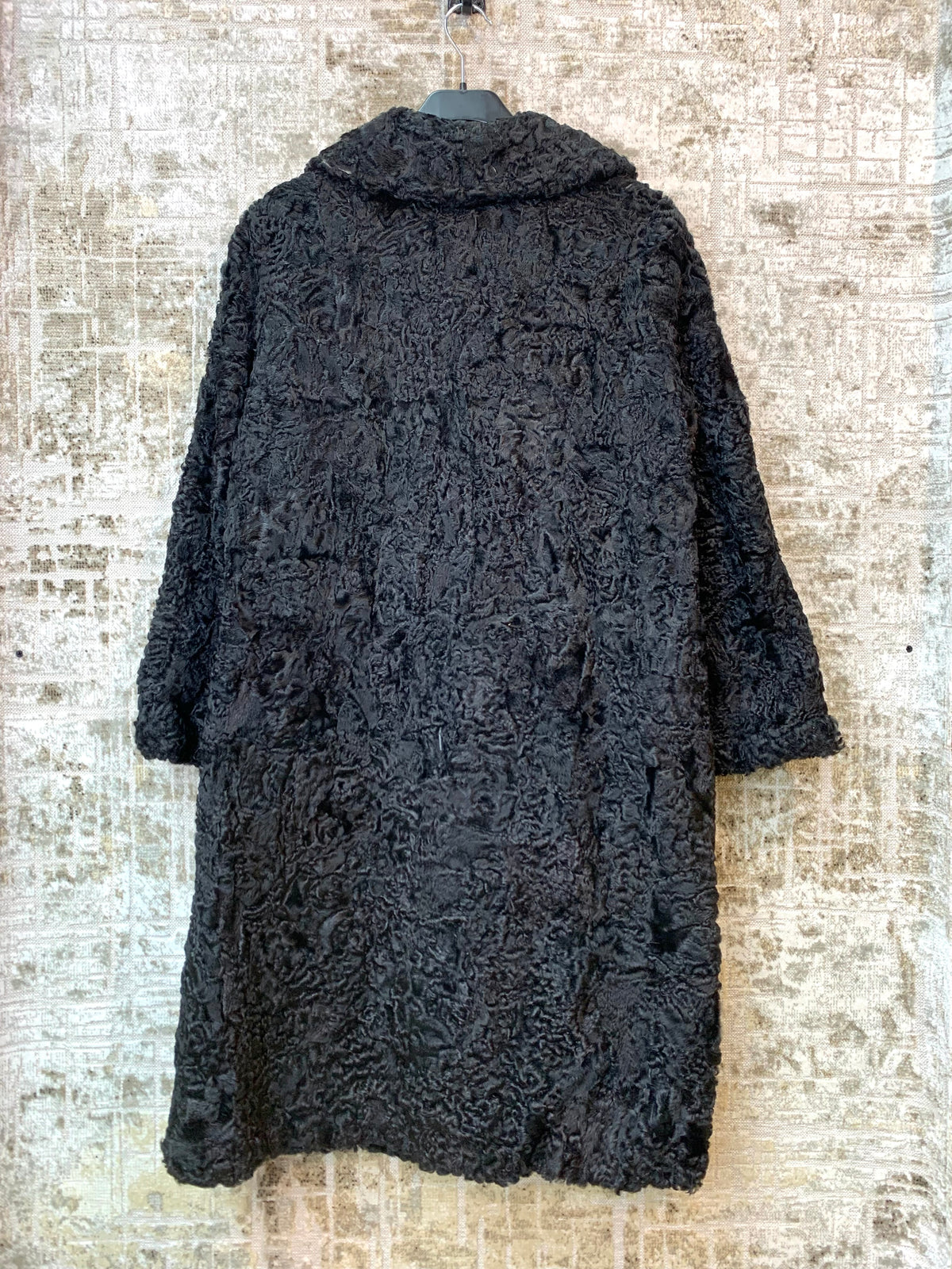 Vintage Black Persian Lamb Fur Longline Coat