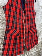 Womens Vintage Red Black Checkered Vest