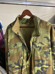 Vintage Green Camo Military Jacket Mens L Polyester M-65
