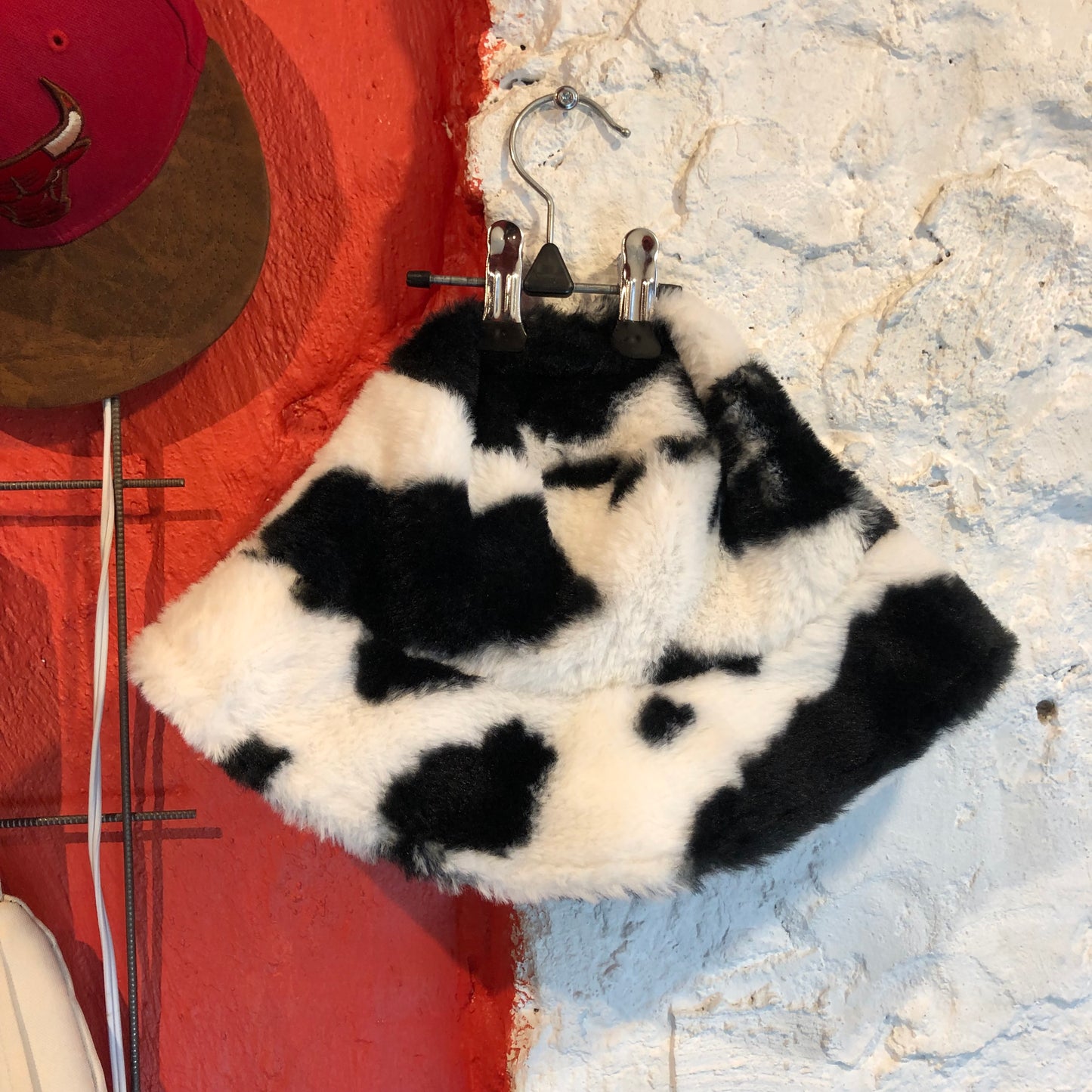 Cow Print Fluffy Bucket Hat