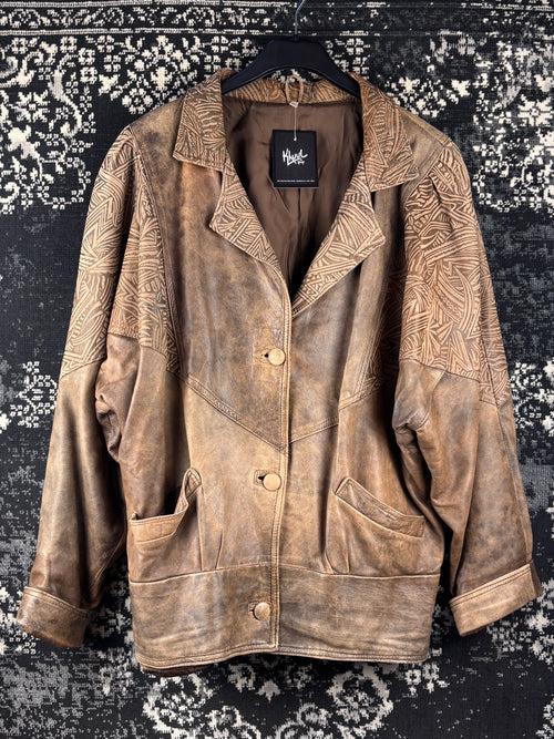 Men’s Vintage Light Brown Genuine Leather Jacket