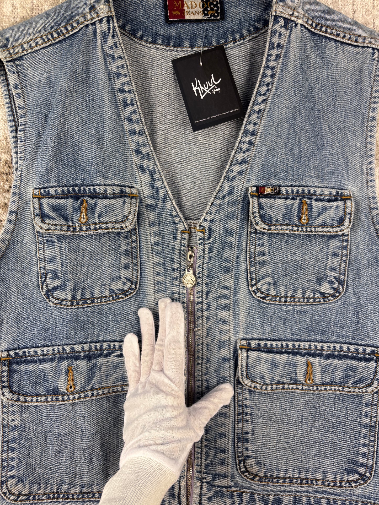 Mens Vintage Blue Denim Zip Vest