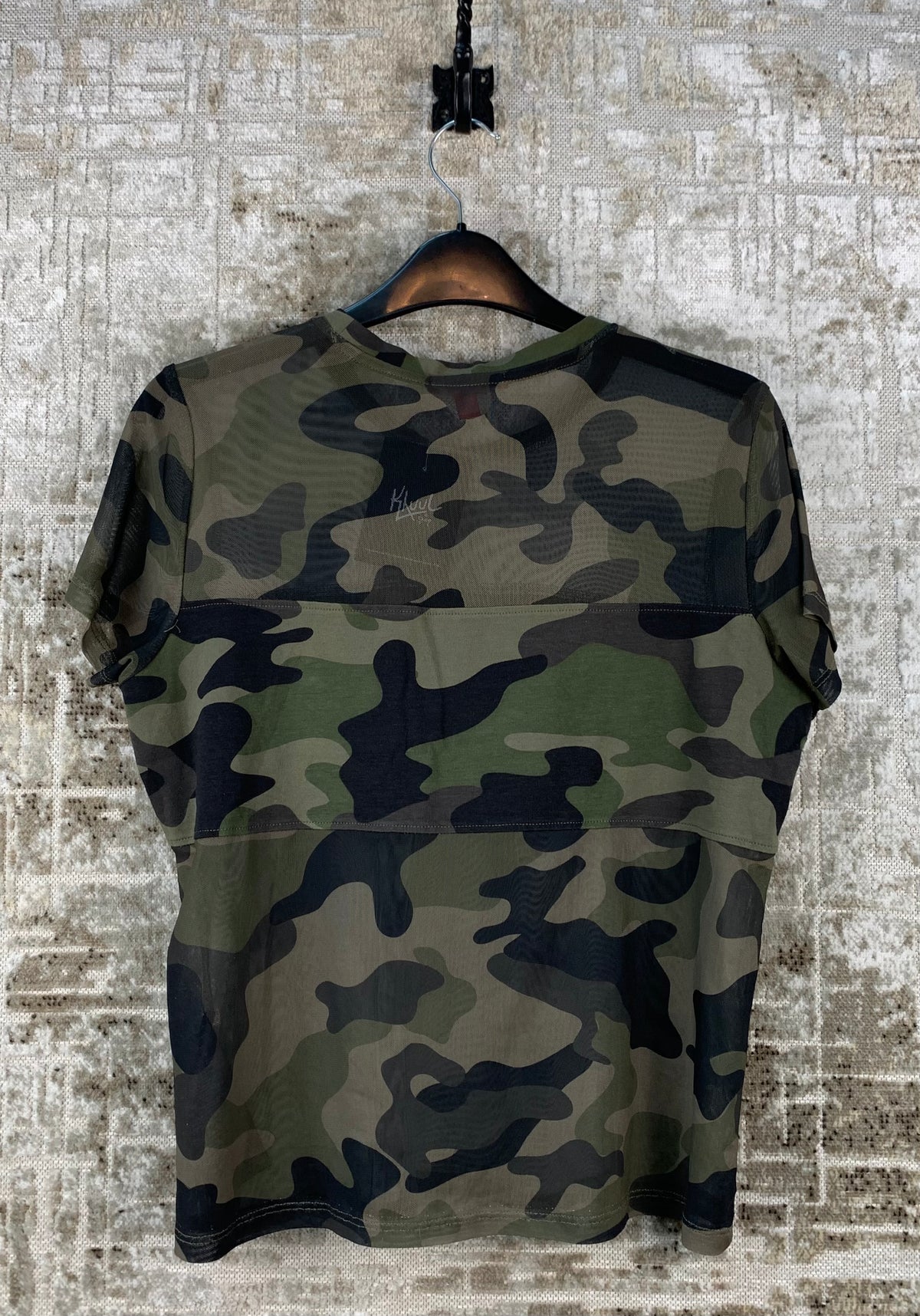 Womens Y2K Guess Camo Mesh Top