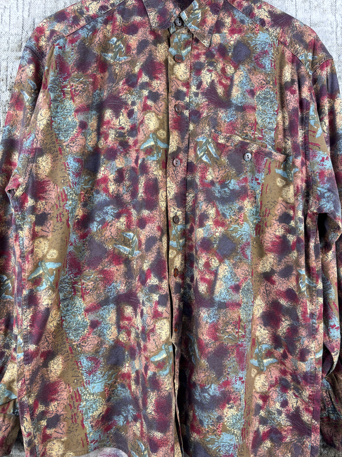 Mens Vintage Cavallo Multicolor Abstract Long Sleeve Shirt