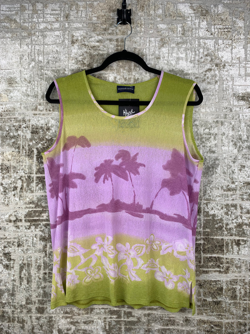 Womens Y2K Green Purple Palm Tree Tank Top
