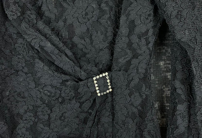 Women's Vintage Y2K Black Mesh Lace Shirt
