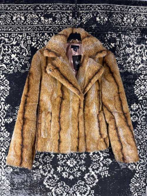Women's Y2K Light Brown Faux Fur Jacket