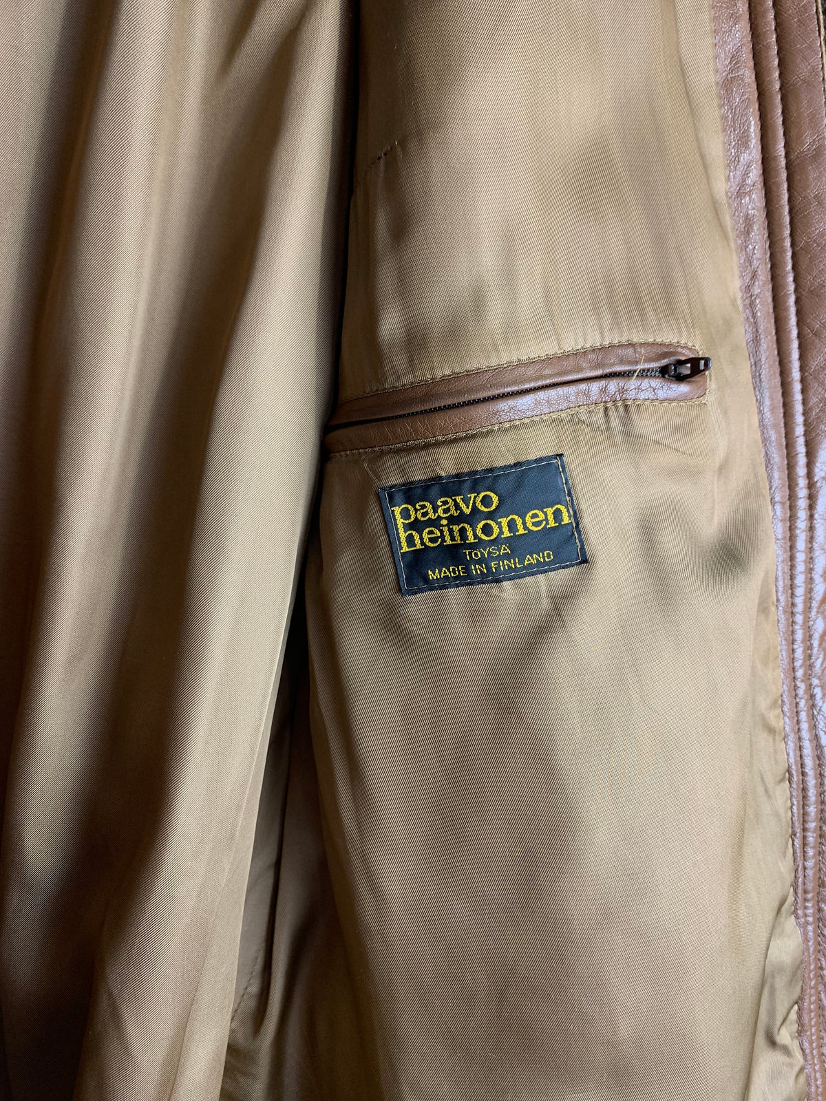 Paavo Heinonen Tan Leather Coat