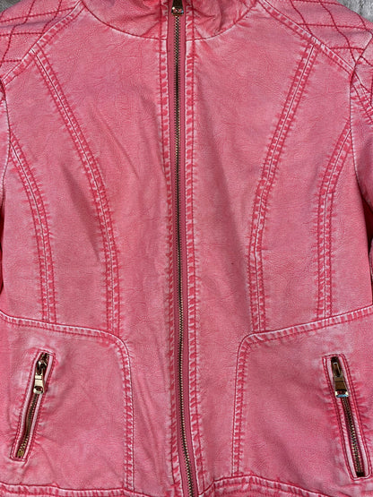 Women's Y2K Pink Leather Jacket