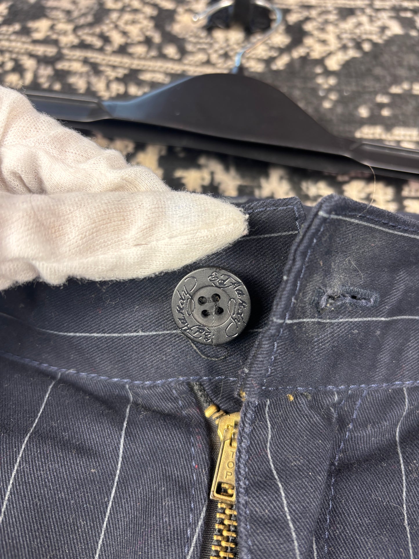 Men's Y2K Black Pinstripe Ed Hardy Cargo Shorts