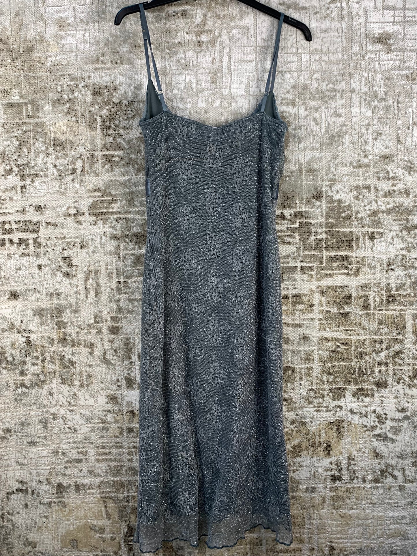 Womens Y2K Silver Lace Dress