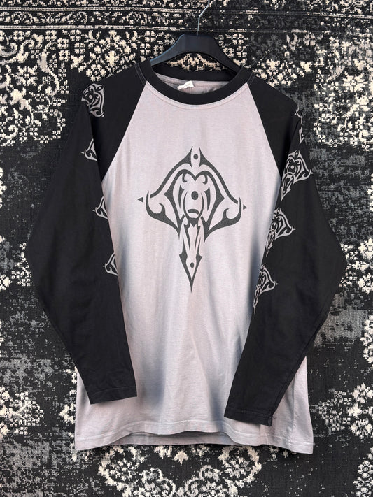 Men's Vintage Grey and Black Tribal Longlseeve Shirt