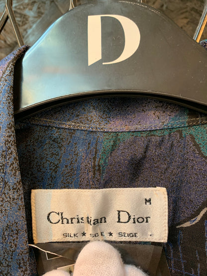 Christian Dior Vintage Abstract Print Silk Long Sleeve Shirt