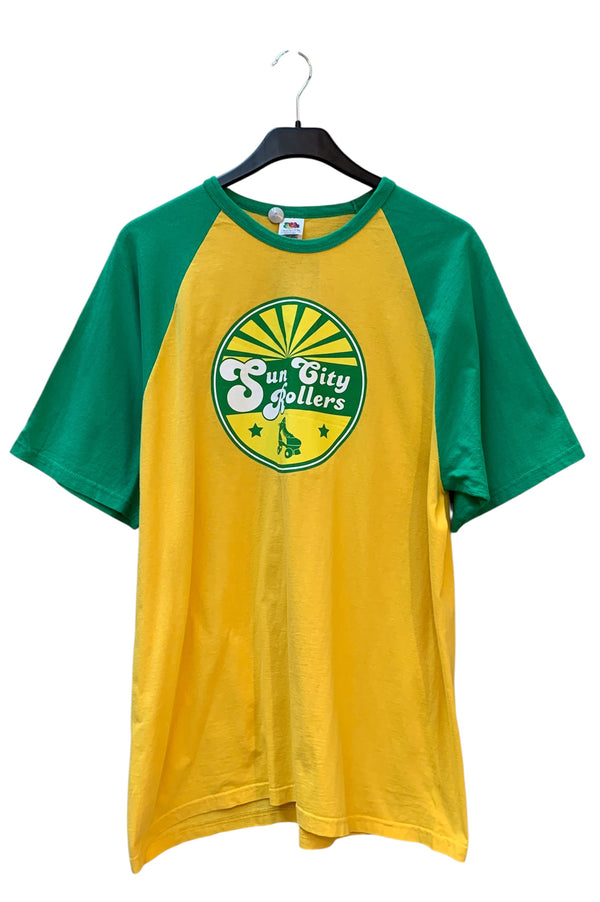 Men's Vintage Sun City Rollers Yellow and Green T-Shirt