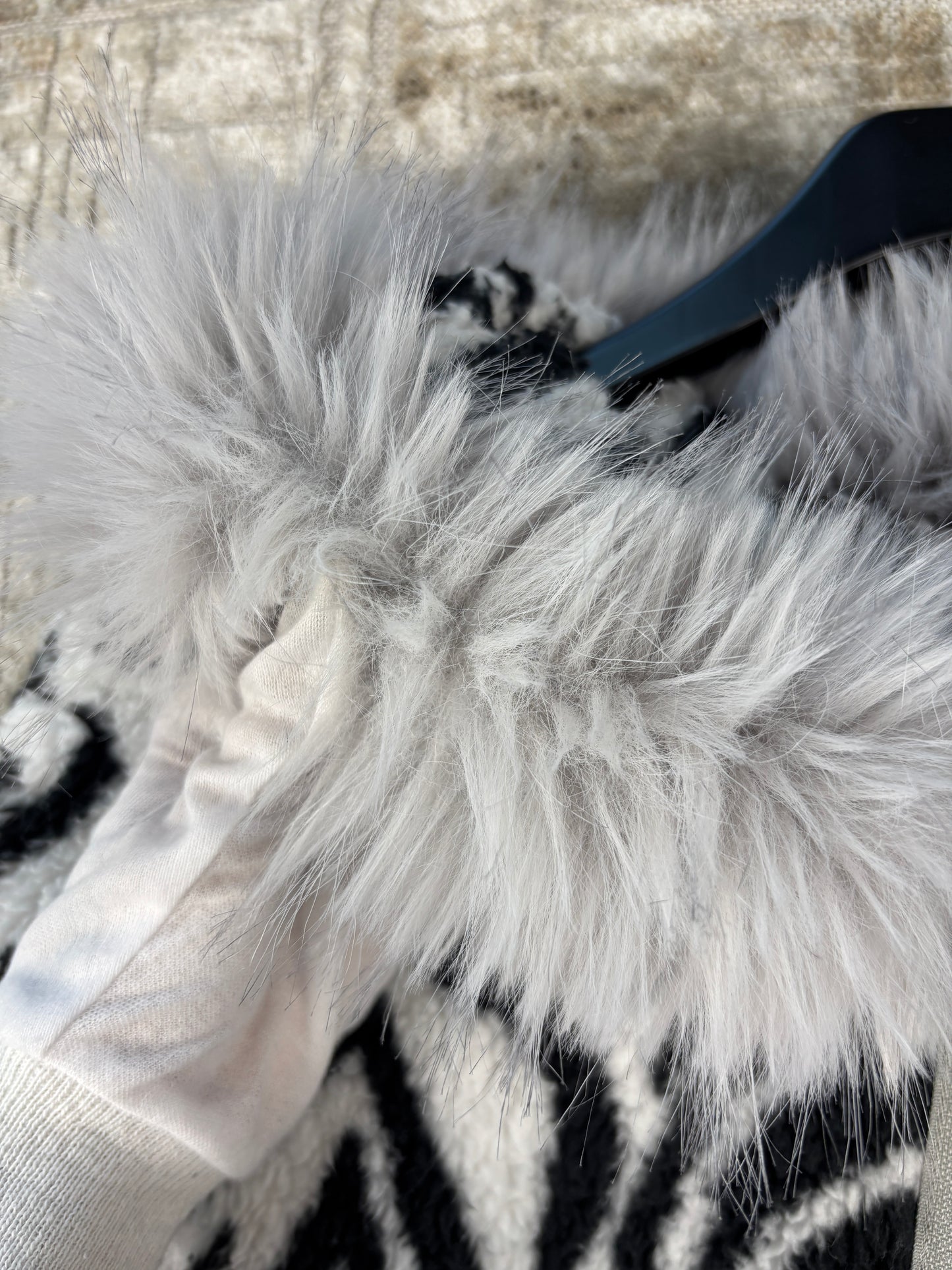 Unisex Y2K Zebra Print Faux Fur Hoodie