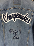 Men's Vintage Levi Strauss Denim Jacket with "Changemaker" Back Detail