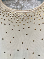 Gold Studded Knit Short-Sleeve Top