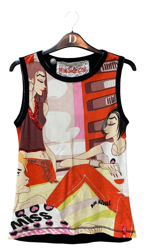 Miss Sidecar Y2K Beaded Graphic Tank