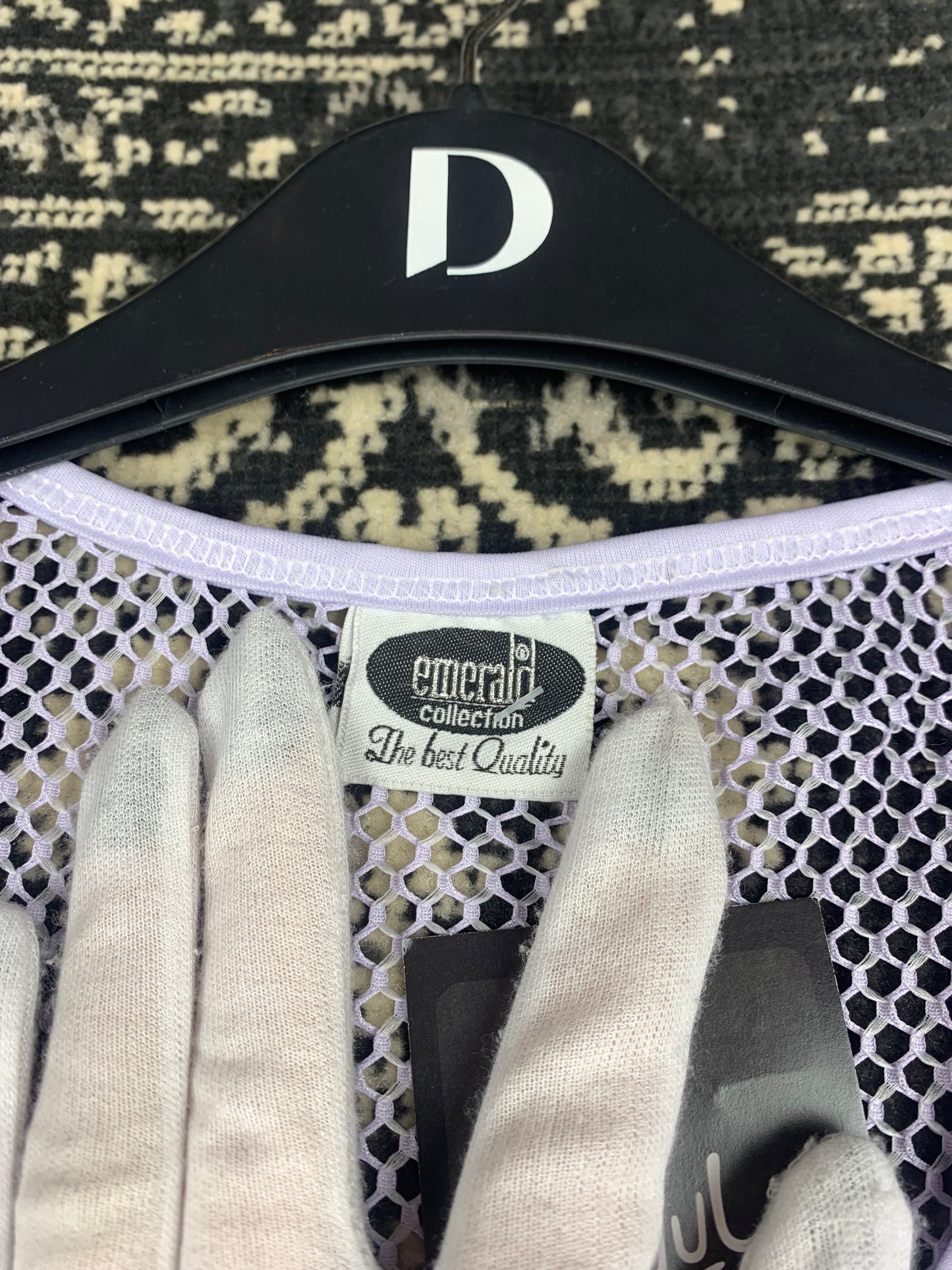 Y2K Women's Pastel Purple Sheer Mesh Knit Long Sleeve Top