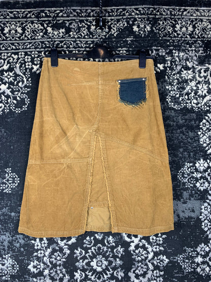 Y2K Style Women's Patchwork Corduroy Midi Skirt