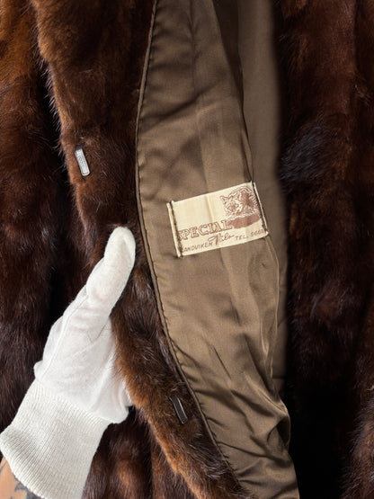 Women's Vintage Dark Brown Genuine Mink Fur Coat