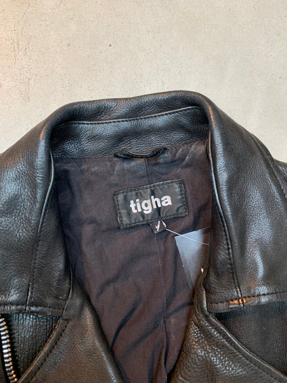 "tigha" Black Leather Jacket