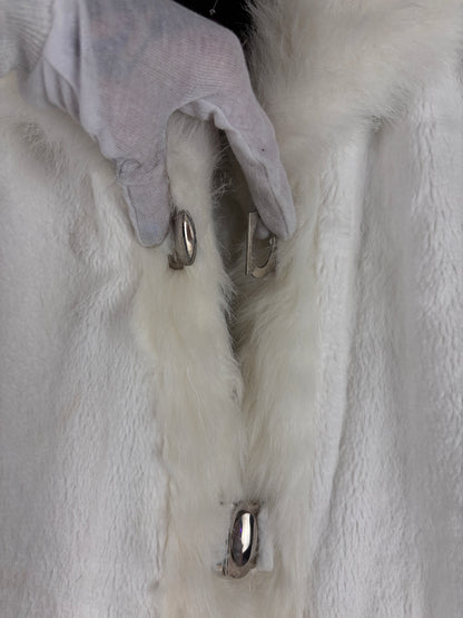 Women's Y2K Style White Soft Faux Fur Coat with Faux Fur Trim