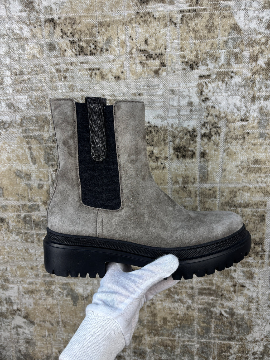 Brunello Cucinelli Gray Suede Chelsea Boots
