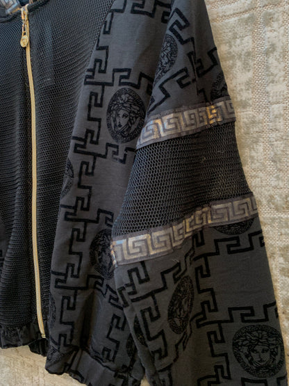 Versace Medusa Greek Key Mesh Zip Hoodie