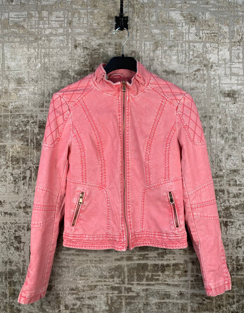 Women's Y2K Pink Leather Jacket