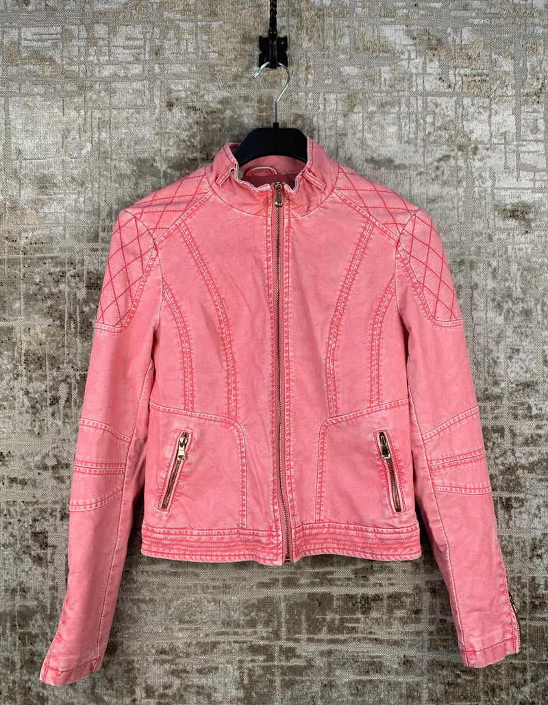 Women's Y2K Pink Leather Jacket