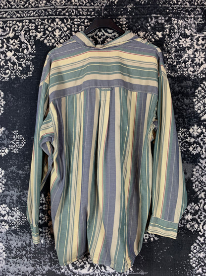 Men's Vintage Green Striped Longsleeve Shirt by GANT