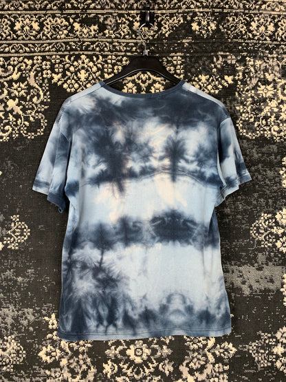 Y2K Men's Dark Blue Tie-Dye Tribal Print T-Shirt