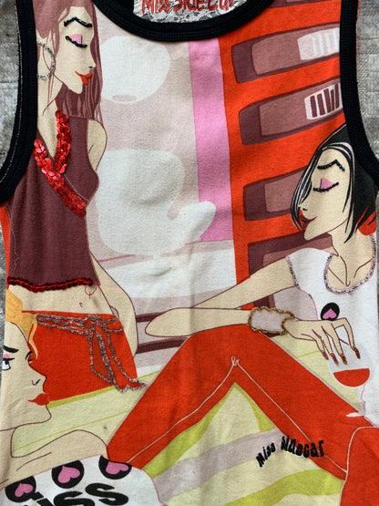 Miss Sidecar Y2K Beaded Graphic Tank