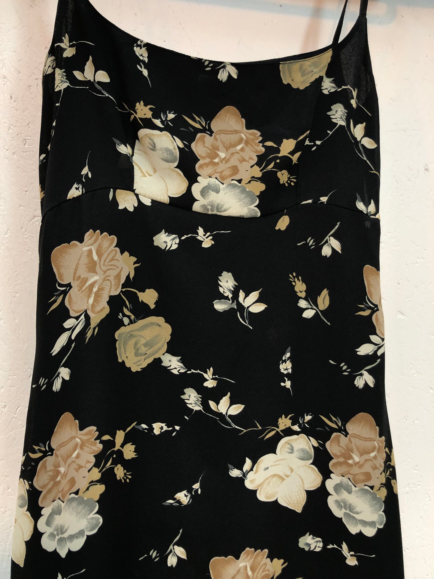 Vintage Floral Black Slip Dress
