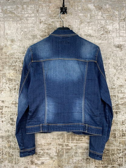 Womens Dark Blue Zip-Up Jean Jacket