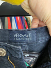 Vintage Versace Shorts Womes 31 Black Big Logo
