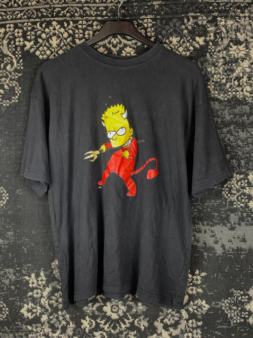 Mens Y2K Vintage 2002 Simpsons Devil Bart Graphic T Shirt
