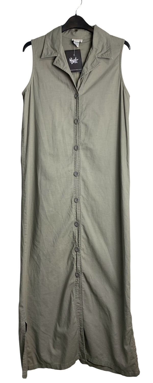 Chico's Design Khaki Cotton Maxi Shirt Dress