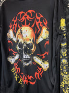 Biker Skull Print Long Sleeve Shirt for Women